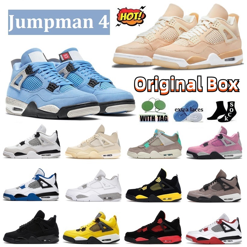 2022 With Box Jumpman 4 Basketball Shoes 4s Men Women Sneakers Designer Running Shoes University Blue Black Cat White Cement Fire Red Outdoor Sports Trainer