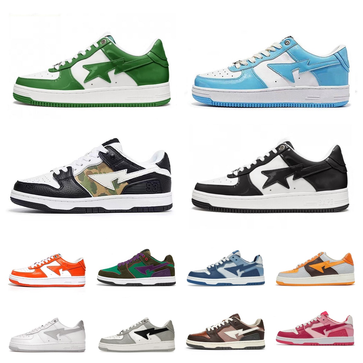 Bapestas SK8 Sta Casual ShOes SK8 Baped Designer ABC Camo Grey Black White Green Red Patent Leather Blue Low Orange Brown Ivory platform men women trainers sneakers, Box
Bapestas SK8 Sta Casual ShOes SK8 Baped Designer ABC Camo Grey Black White Green Red Patent Leather Blue Low Orange Brown Ivory platform men women trainers sneakers, Box