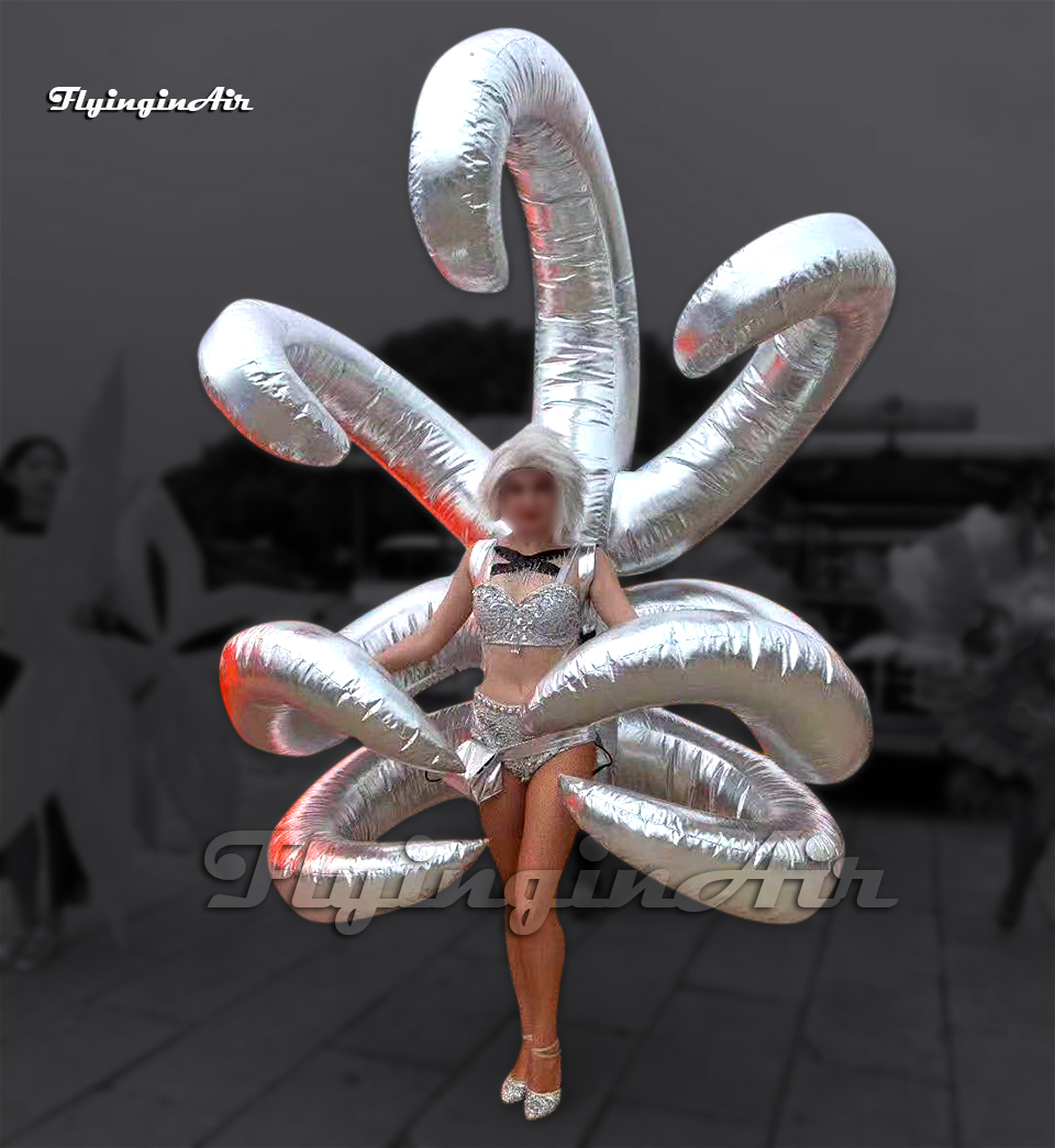 Parade Performance Walking Inflatable Tentacle Costume 2m Wearable Blow Up Wings Balloon For Event Show
