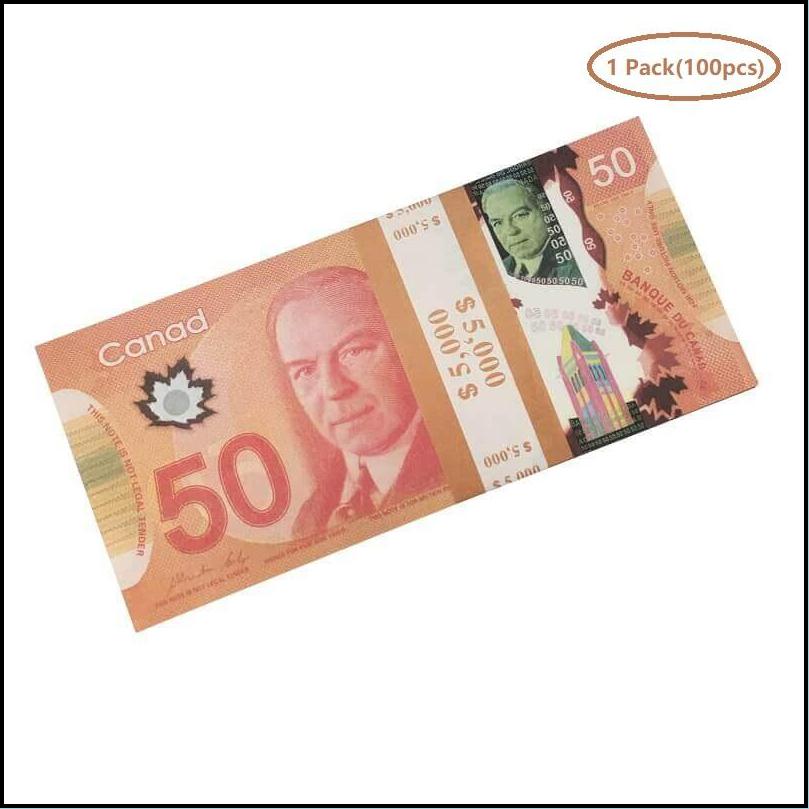 Best 3A Novelty Games Prop Cad Game Money 5/10/20/50/100 Canadian Dollar Canada Banknotes Fake Notes Movie Props Drop Delivery 2022 Toys Gif Dhlnp9x8e