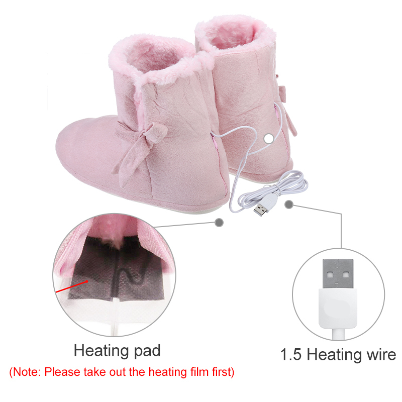 New Electrically Heated Shoes Winter Warm Snow Boots Comfortable Plush Foot Warmer Washable USB Charging Heating 221102