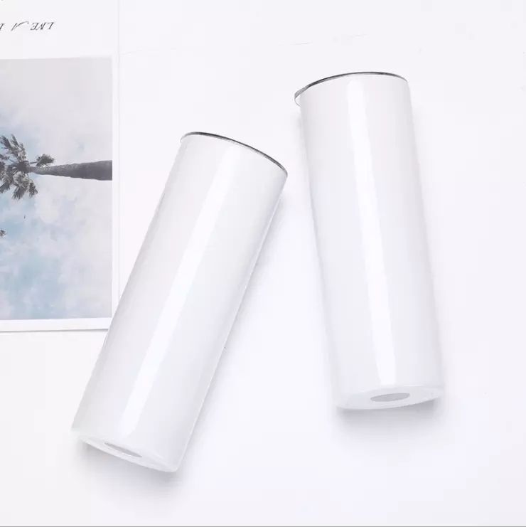 US Warehouse Sublimation Blanks Mugs 20oz Stainless Steel Straight Tumblers Blank white Tumbler with Lids and Straw Heat Transfer Cups Water Bottles 0417