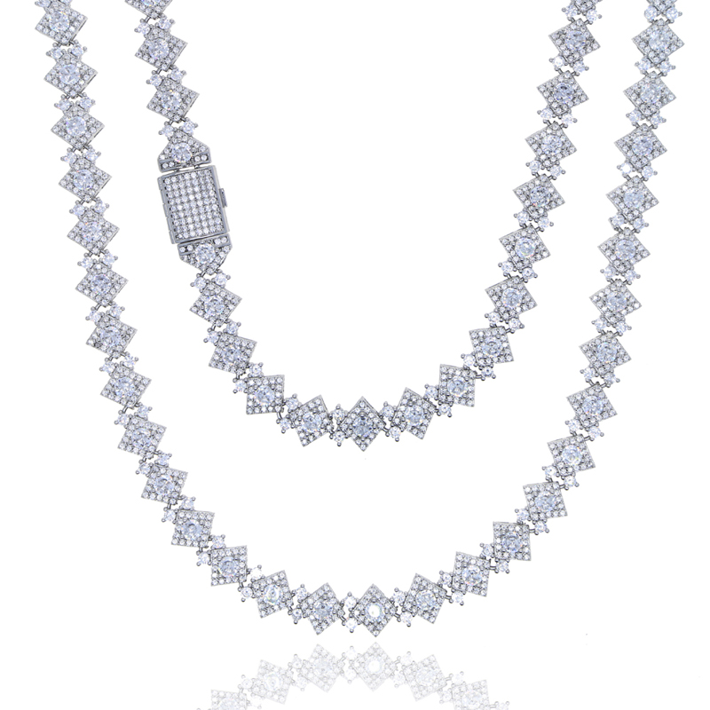 iced out hip hop necklace paved 5A cz stone plated silver cloister link chain for men boy punk styles hiphop punk jewelry drop ship