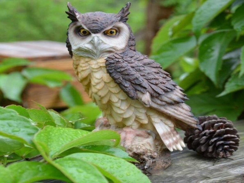 Home Art Craft Cute Decoration Owl Shape Resin Desktop Lifelike Indoor Garden Figurine Ornament Outdoor Anti-bird Collection Gift