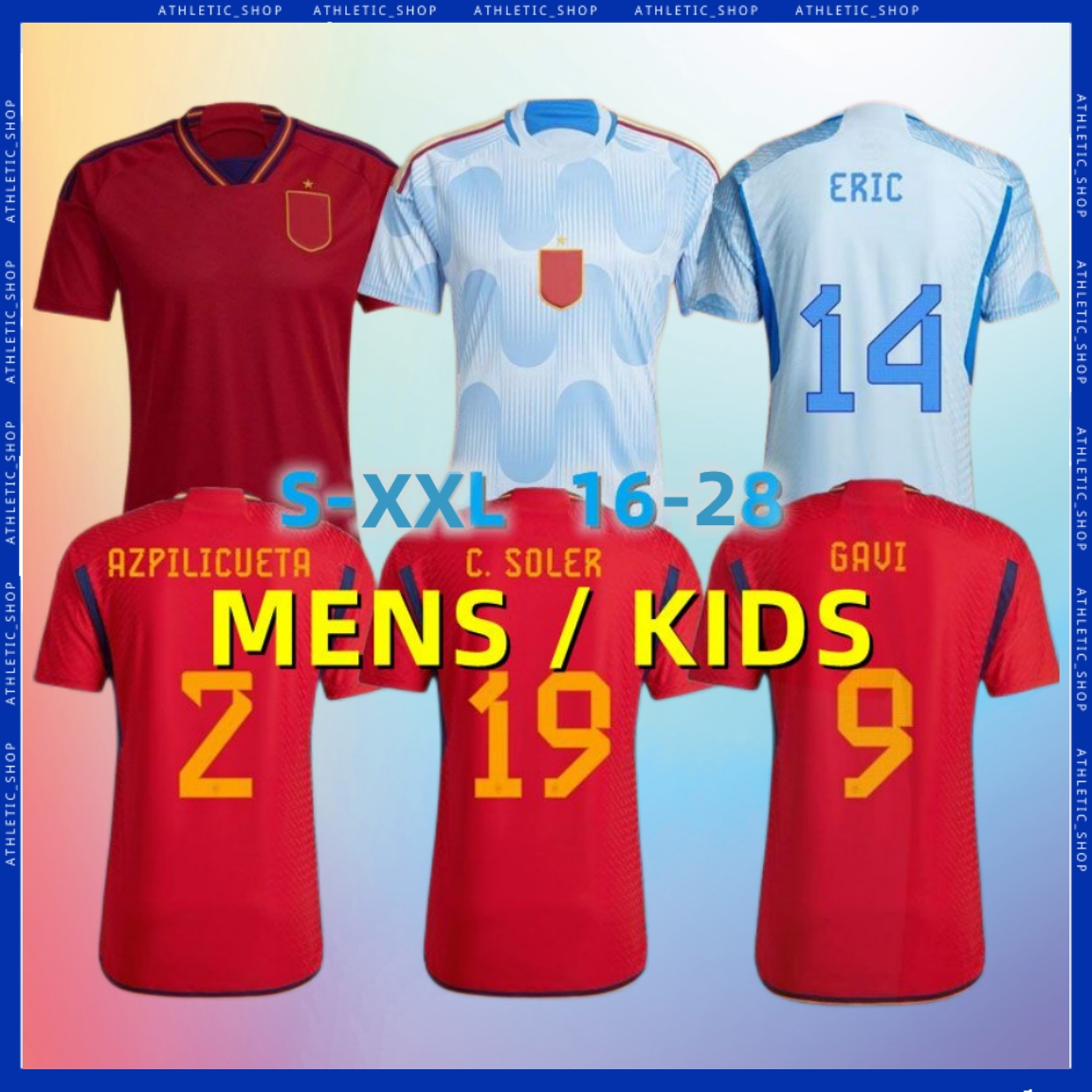 Spain Fans Tees soccer jerseys 22/23 WORLD CUP MORATA KOKE JORDI ALBA SARABIA National Team Shirt GAVI PEDRI FERRAN SERGIO GARCIA SARABIA LAPORTE Football Uniform, Postage
Spain Fans Tees soccer jerseys 22/23 WORLD CUP MORATA KOKE JORDI ALBA SARABIA National Team Shirt GAVI PEDRI FERRAN SERGIO GARCIA SARABIA LAPORTE Football Uniform, Postage