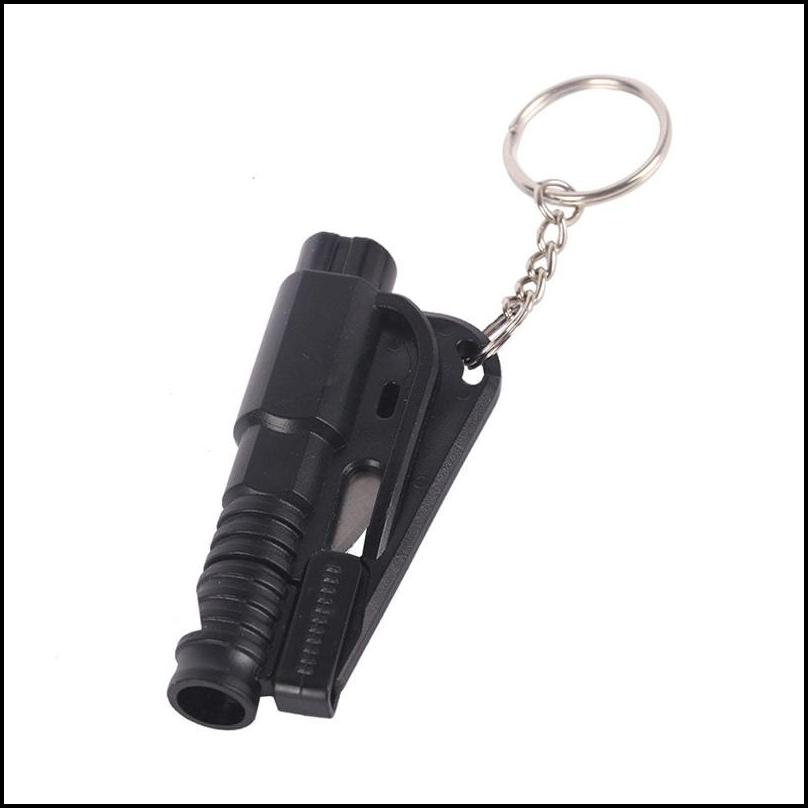 Keychains Lanyards Life Saving Hammer Key Chain Rings Portable Self Defense Emergency Rescue Car Accessories Seat Belt Window Brea