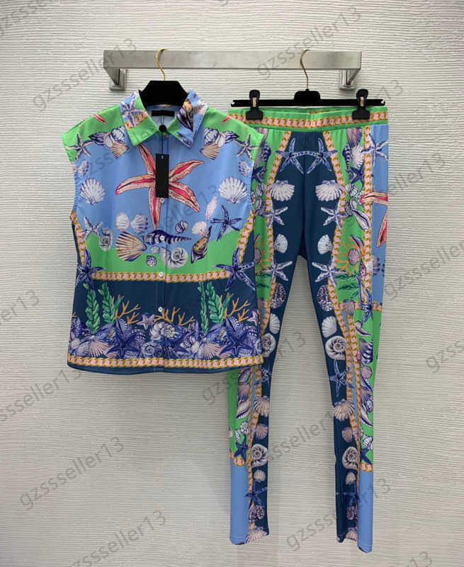 Womens Two Piece Pants Starfish Print Button Opening Polo Neck Slim Version Sleeveless Vest Tops High Waist Stretch Tight Trousers Sports Joker Women Clothes 1979
Womens Two Piece Pants Starfish Print Button Opening Polo Neck Slim Version Sleeveless Vest Tops High Waist Stretch Tight Trousers Sports Joker Women Clothes 1979