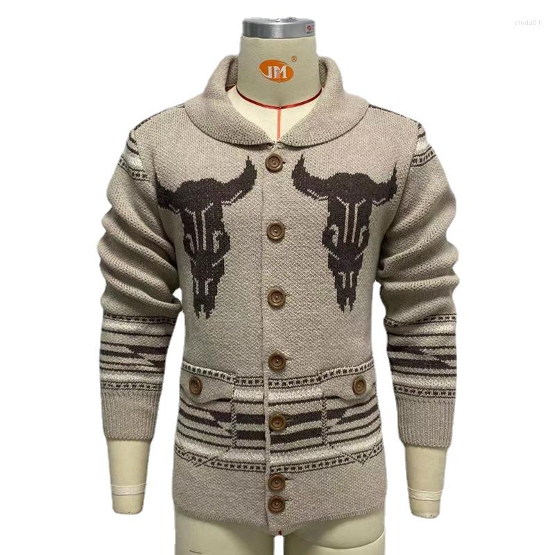 Men's Sweaters Knitted Coats Jacket Long-Sleeved Lapel Cardigan Sweater For Men Single-breasted Outwear