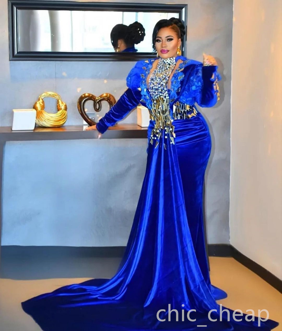 Aso Arabic Ebi Luxurious Mermaid Prom Dresses Crystals Beaded Evening Formal Party Second Reception Birthday Engagement Gowns Dress ZJA