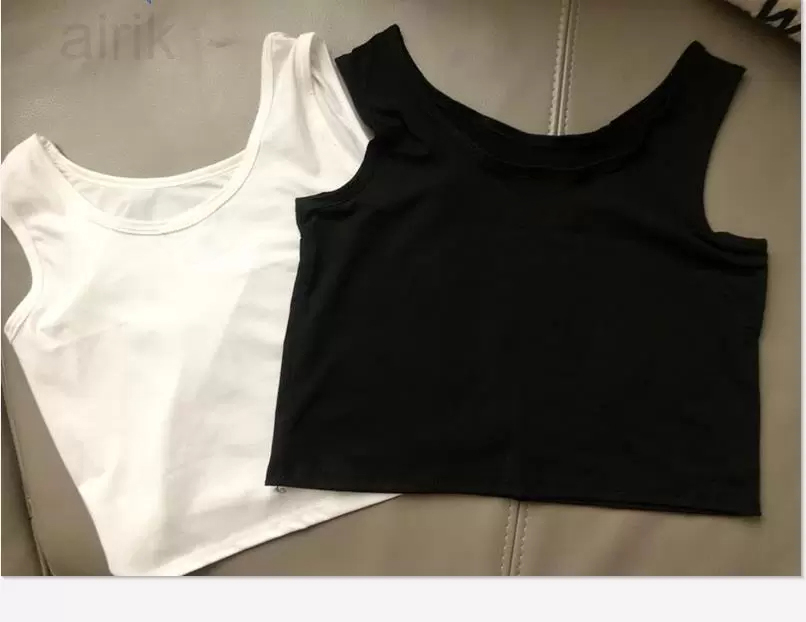 Designer Cotton Tanks Camis Summer Spring 2022 Black White Women Leather Triangle Crop Tops Sexy Off Shoulder Tank Top Casual Sleeveless