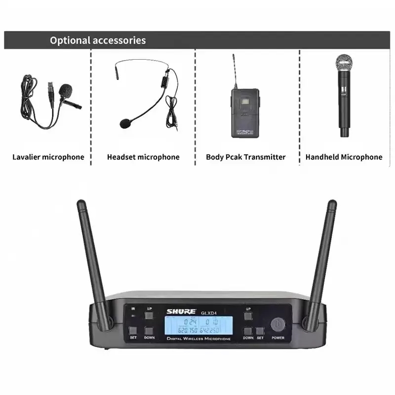 Microphones GLXD4 Wireless Microphone 2 Chs UHF 640 690MHz Professional Mic Handheld Lavalier Headworn Headset Party Church Meeting 221101