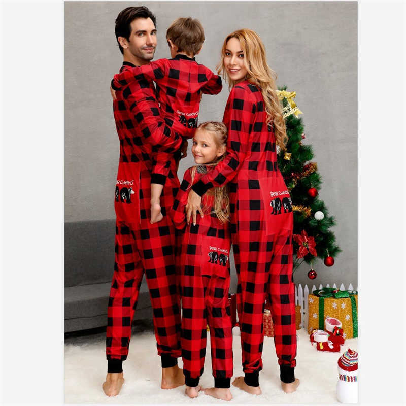 Family Matching Outfits Family Christmas Jumpsuits Pajamas Clothes Father Mother Kids Mommy And Son Daughter Equal Rompers Couples Look Matching Outfi