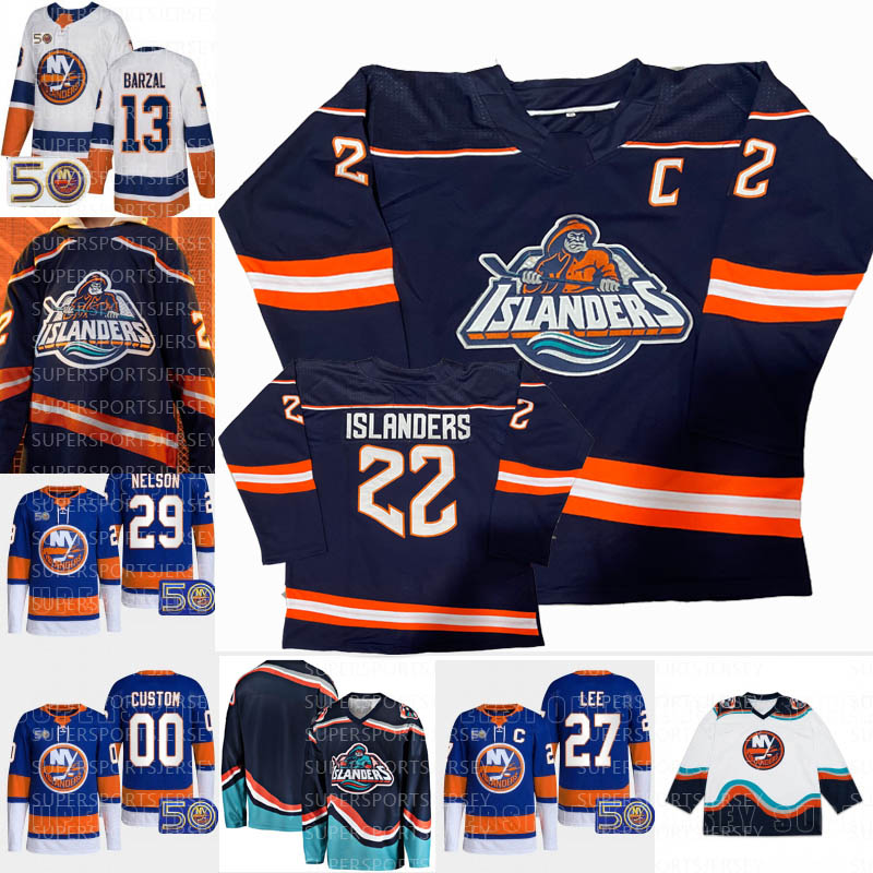 

Islanders Hockey Jerseys 2022-23 Reverse Retro Anders Lee NY 50th Noah Dobson Zach Parise Josh Bailey Mathew Barzal Cal Clutterbuck Anthony Beauvillier Brock Nelson, White