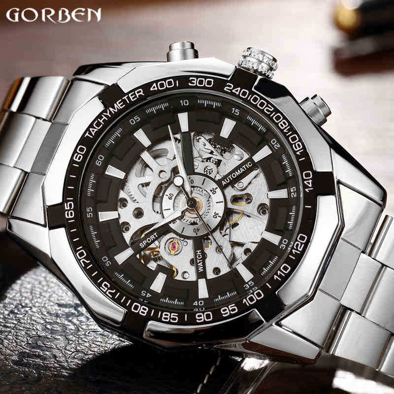 Brand Luxury Sier Gold Automatic Mechanical Men Watch Skeleton Stainls Steel Self-wind Wrist Watch Men Large Clock Relogio Masculino Geneva, Mechanical watch 5
Brand Luxury Sier Gold Automatic Mechanical Men Watch Skeleton Stainls Steel Self-wind Wrist Watch Men Large Clock Relogio Masculino Geneva, Mechanical watch 5