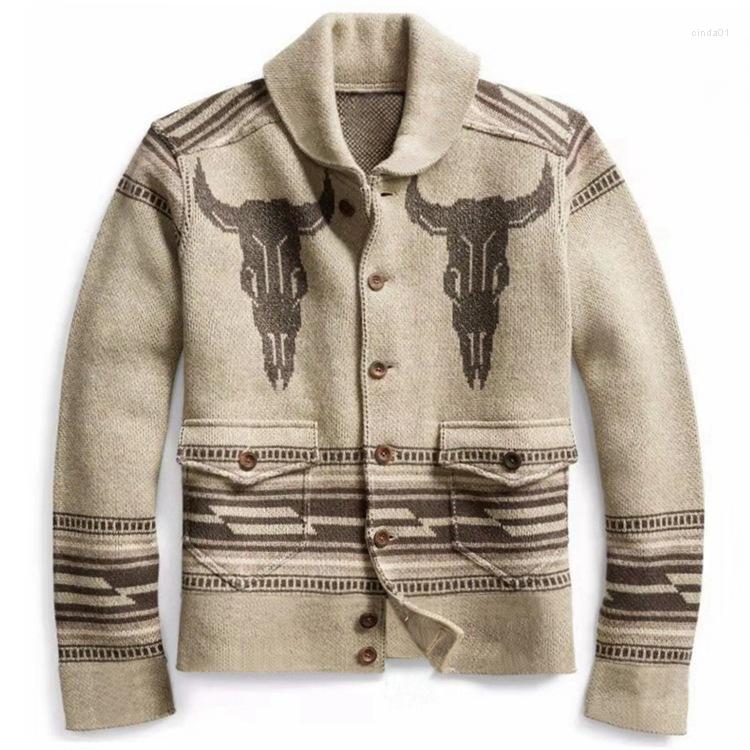 Men's Sweaters Knitted Coats Jacket Long-Sleeved Lapel Cardigan Sweater For Men Single-breasted Outwear