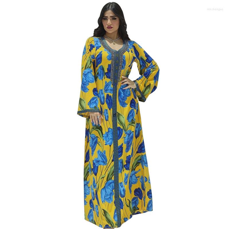 Ethnic Clothing Floral Abaya Arabic Long Dress Women Diamonds Braid Trim Elegant Muslim Party Dresses Dubai Saudi Printed Jalabiya Abayas
Ethnic Clothing Floral Abaya Arabic Long Dress Women Diamonds Braid Trim Elegant Muslim Party Dresses Dubai Saudi Printed Jalabiya Abayas