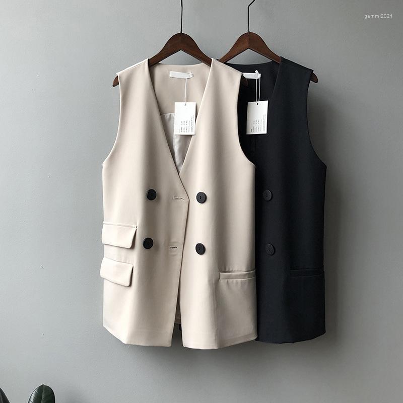 Women's Vests Spring Coat 2023 V-Neck Double Breasted Midi Length Vest Tops For Women Chaleco Mujer Gilet Casaco Feminino, Beige
Women's Vests Spring Coat 2023 V-Neck Double Breasted Midi Length Vest Tops For Women Chaleco Mujer Gilet Casaco Feminino, Beige