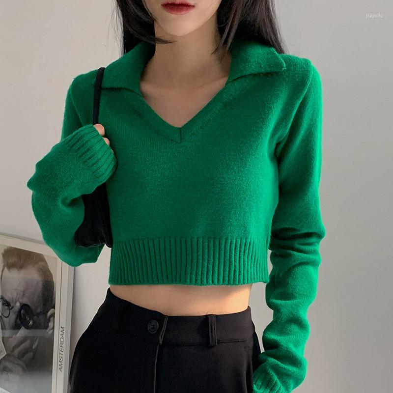 Women' Sweaters Solid Turn Down Collar Women Sweater Long Sleeve V-Neck Crop Elegant Knitwear Lady 2022 Winter Casual Basic Jumper, Green
Women' Sweaters Solid Turn Down Collar Women Sweater Long Sleeve V-Neck Crop Elegant Knitwear Lady 2022 Winter Casual Basic Jumper, Green
