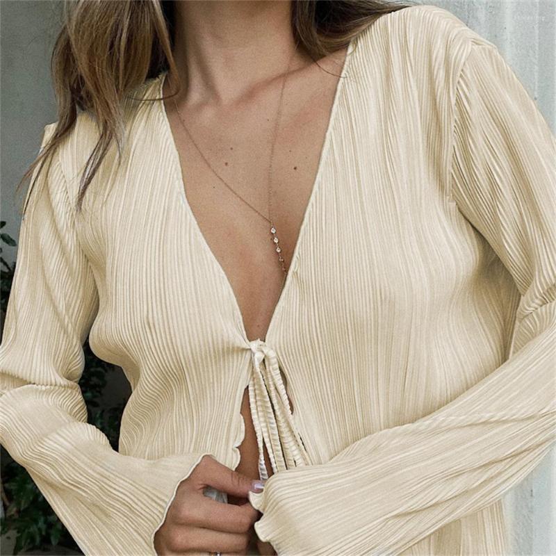 Women' Blouses Sexy White Lace-Up Women' Shirt Summer Bodycon Long Sleeve Ladies Fashion Pleated Top Female Clothing
Women' Blouses Sexy White Lace-Up Women' Shirt Summer Bodycon Long Sleeve Ladies Fashion Pleated Top Female Clothing