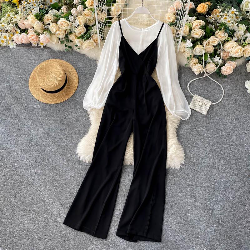 Women's Tracksuits Korean The Bottoming Shirt Top All-match Sling Jumpsuit Loose Casual Two-piece Sets Spring Autumn Women's, Black
Women's Tracksuits Korean The Bottoming Shirt Top All-match Sling Jumpsuit Loose Casual Two-piece Sets Spring Autumn Women's, Black