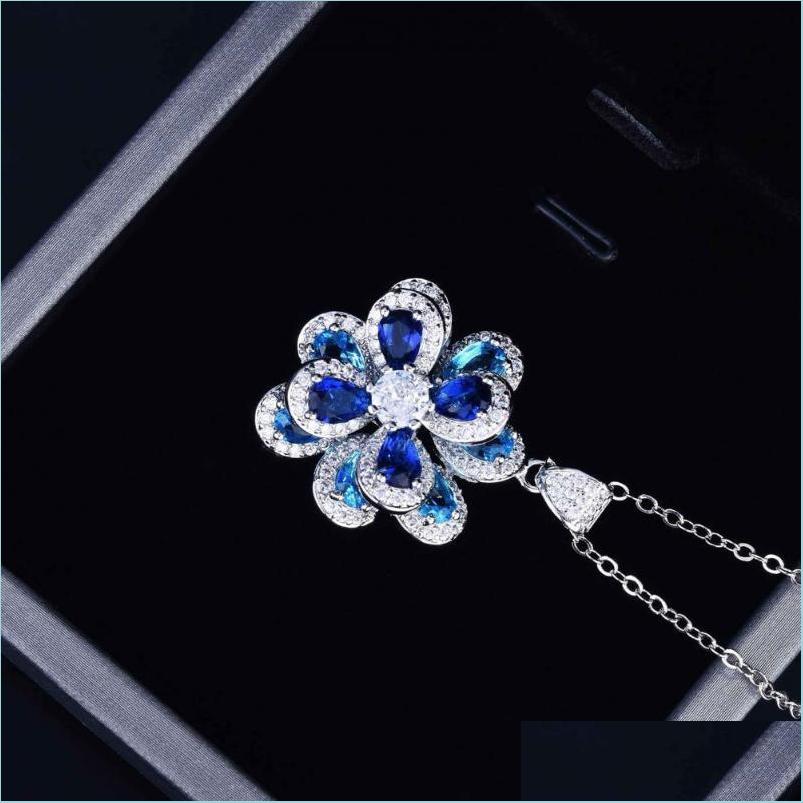 Stud Stud Attractive Camellia Shape Cubic Zirconia Earrings Bracelet Ring Pendant Jewelry Lady All Match For Party Drop Delivery 2022 Dhd6U