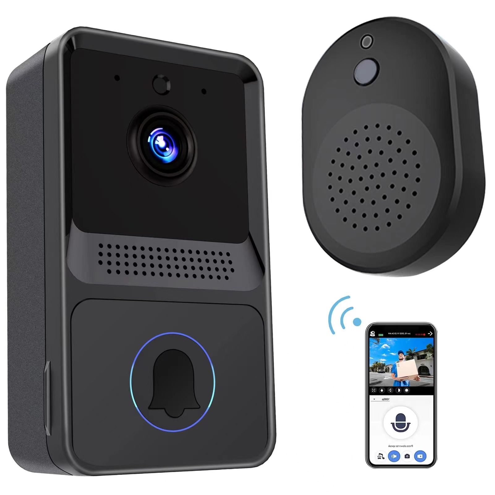 Wireless Video Doorbell Camera WiFi Security Doorbell Night Vision Intercom Outdoor Eye Peephole Smart Home Voice Phone Monitor Door Bell