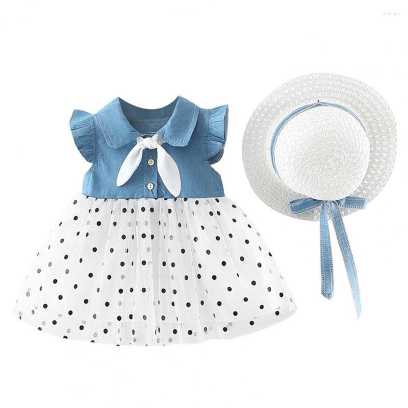 Girl Dresses 2pcs Girls Lapel Dress Sleeveless Denim Mesh Patchwork Buttons Ruffle Kids With Sun Shading Hat For Summer Beach Wear, Blue
Girl Dresses 2pcs Girls Lapel Dress Sleeveless Denim Mesh Patchwork Buttons Ruffle Kids With Sun Shading Hat For Summer Beach Wear, Blue