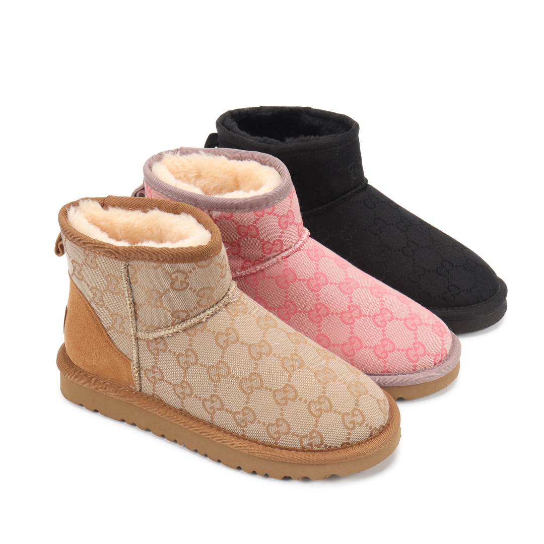 26Clor 5854 ARM Winter Australia Australian Classic Warm Boots Womens Mini Half Snow Boot USA GS 5854 Winter Full fur Fluffy furry Satin Ankle Bootss With Box Size 4-12