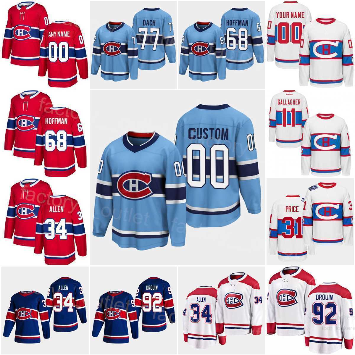 

Montreal Hockey Canadiens Reverse Retro 77 Kirby Dach Jersey 34 Jake Allen 63 Evgenii Dadonov 11 Brendan Gallagher 68 Mike Hoffman 92, Blue