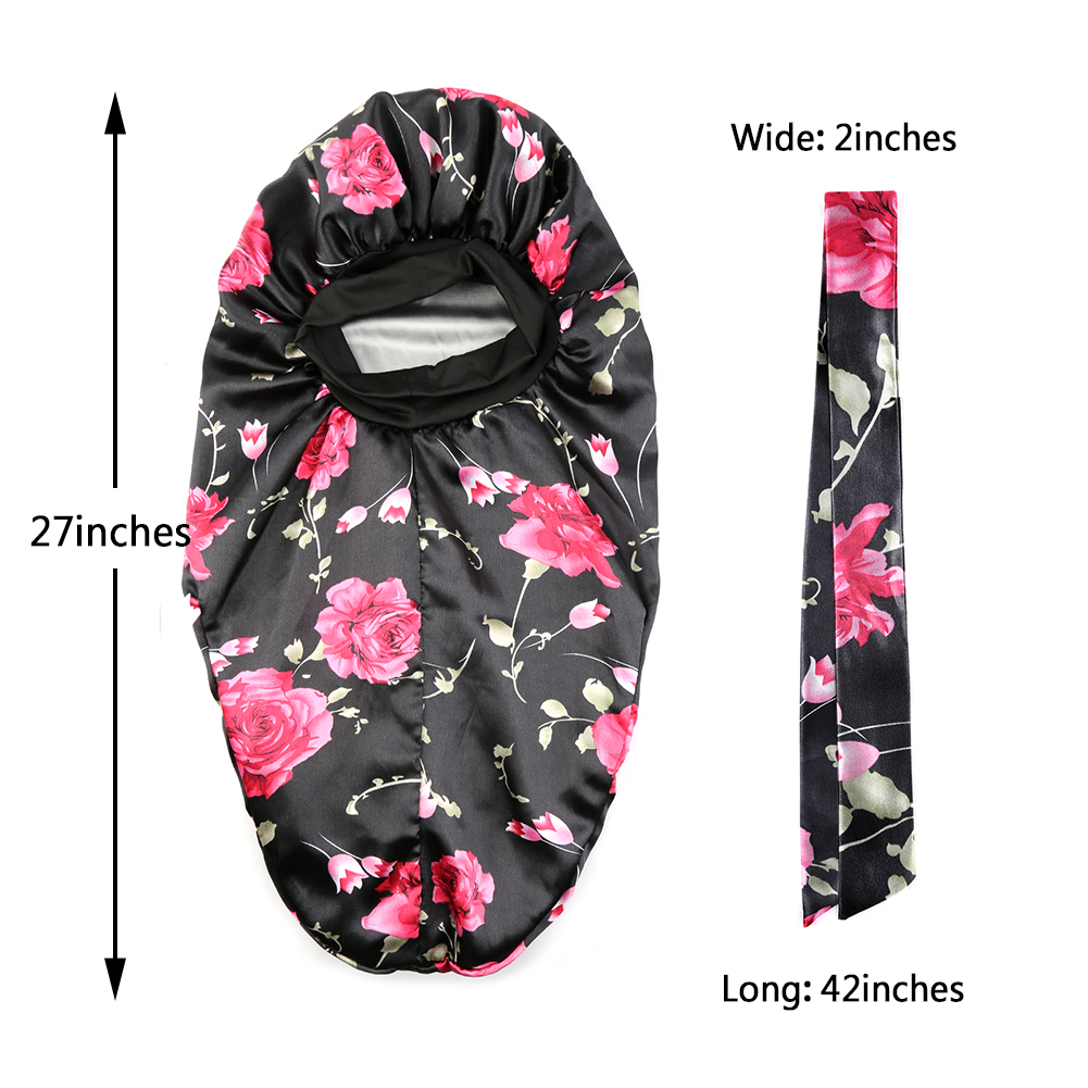 Extra Long Satin Bonnet for Women Silky Sleep Cap Double Layer Long Hair Bonnets Braids Curly Soft Elastic Band Quality