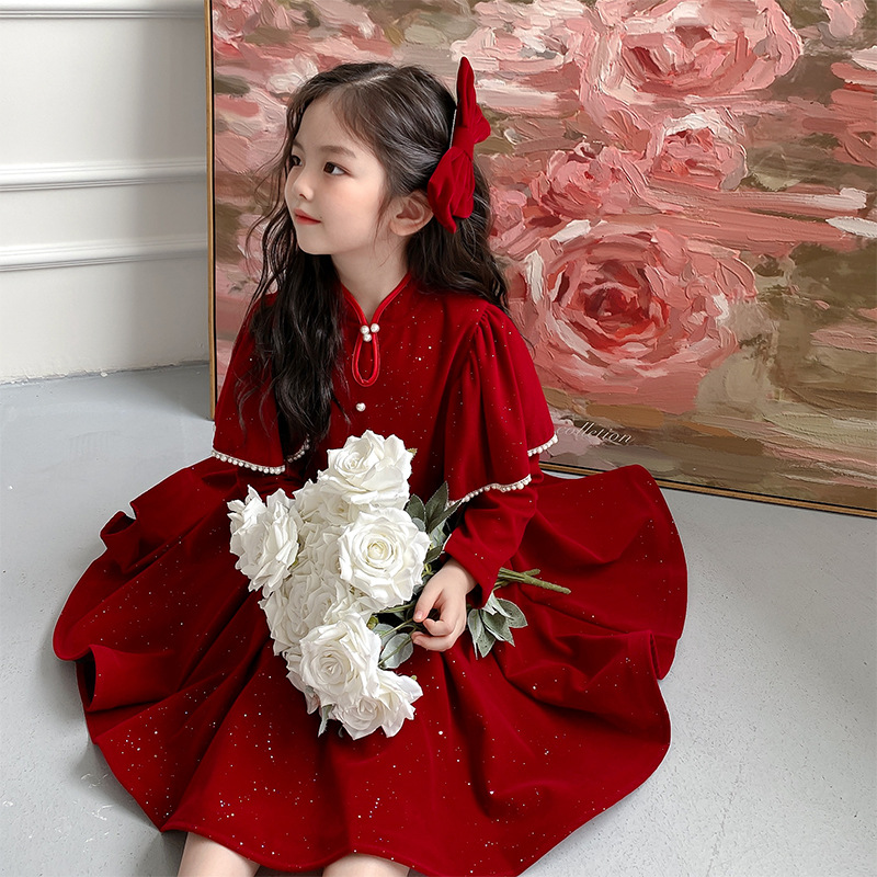 Fashion Children red chirstmas party dresses girls sequins shawl collar long sleeve dress children pleuche new year clothing A9256
Fashion Children red chirstmas party dresses girls sequins shawl collar long sleeve dress children pleuche new year clothing A9256