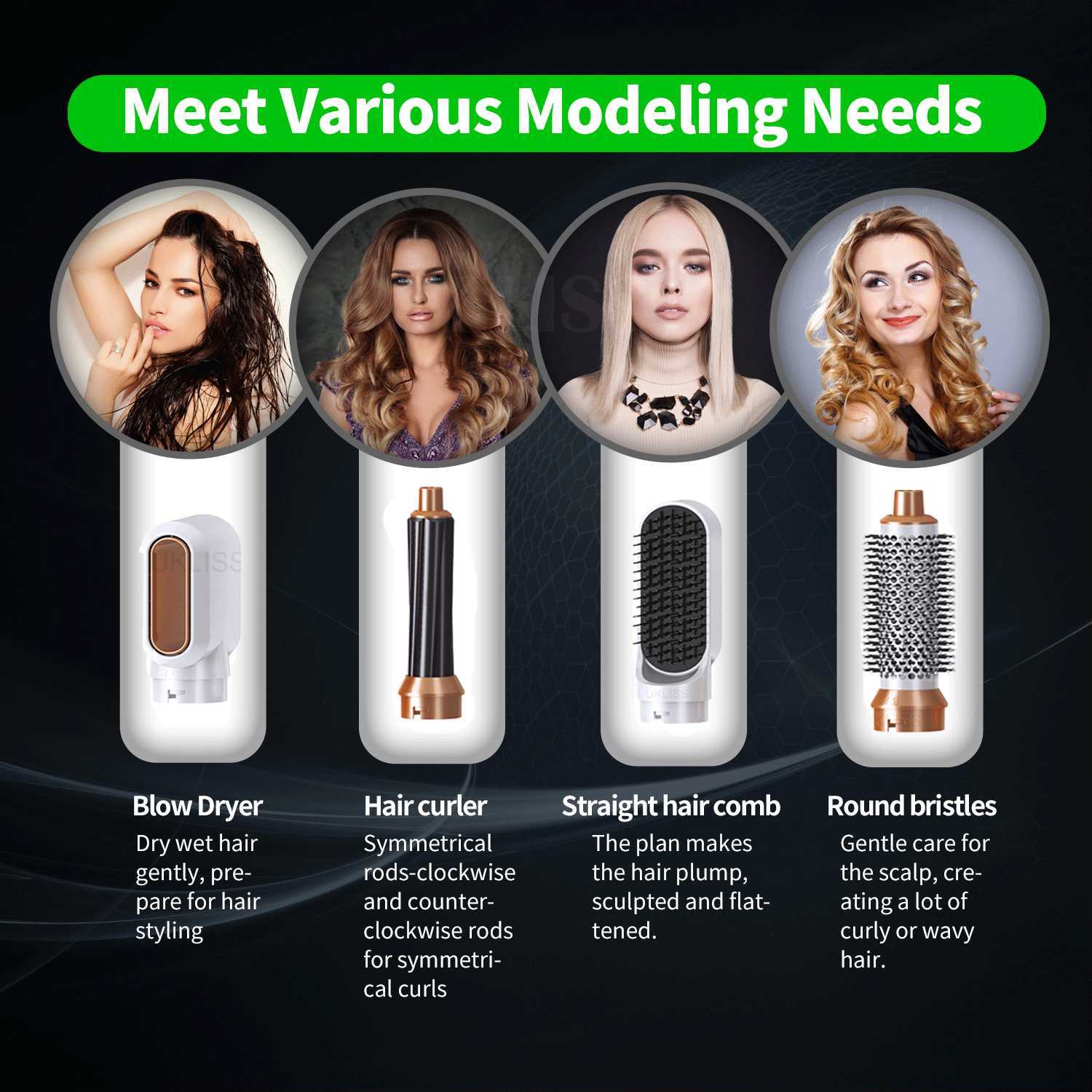 Hair Curlers Straighteners Dryer Brush 5 In 1 Blower Air Styler Comb One Step Electric Blowing Auto Curling Iron W221101