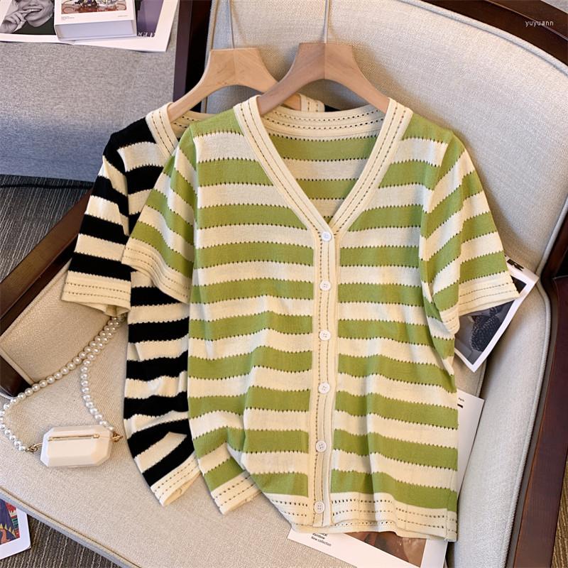 Women's Knits Pullover Sweater Women Loose V-Neck Short Sleeves Knitted Jumper Female Clothing Oversized Stripe Sweaters, Green stripe
Women's Knits Pullover Sweater Women Loose V-Neck Short Sleeves Knitted Jumper Female Clothing Oversized Stripe Sweaters, Green stripe