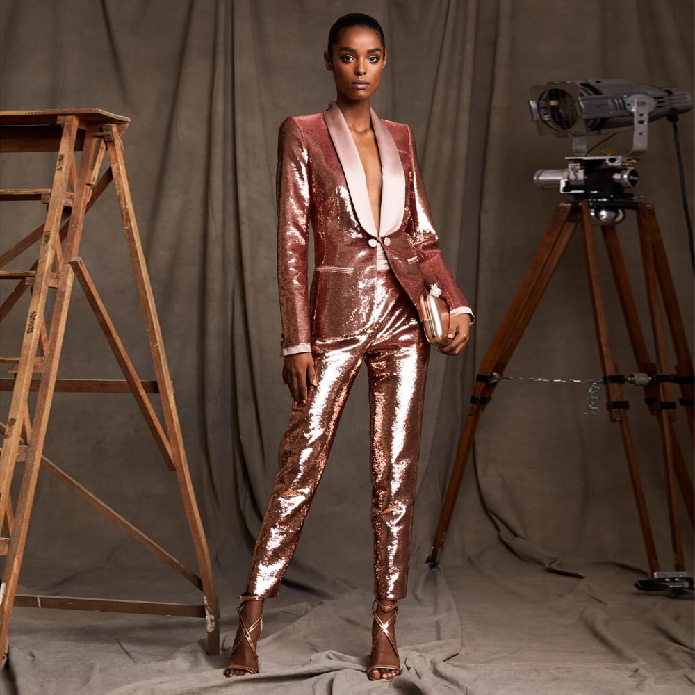 Rose Gold Sequined Women Suits Office Lady Tuxedos One Button Female Business Suit Shawl Lapel Blazers With Jacket And Pants, Light gray
Rose Gold Sequined Women Suits Office Lady Tuxedos One Button Female Business Suit Shawl Lapel Blazers With Jacket And Pants, Light gray