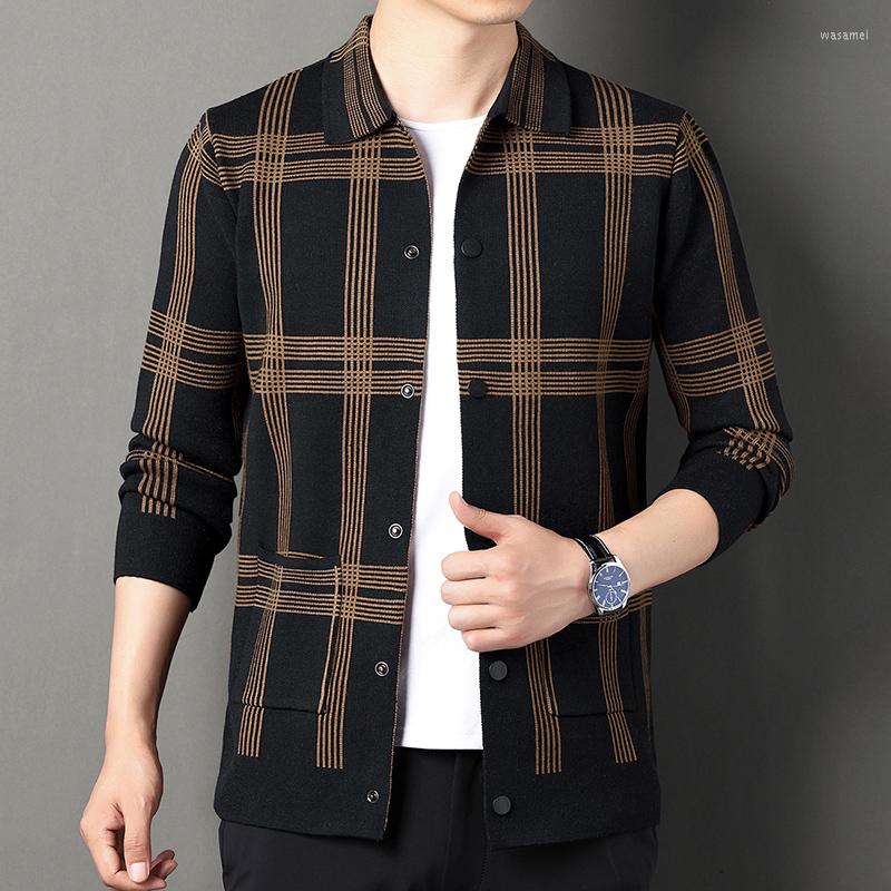 Men's Sweaters Luxury High End Men's Knitted Jacket Trend Products Lapel Check Stripe Quality Pocket Korean Fashion Casual Sweater Black
Men's Sweaters Luxury High End Men's Knitted Jacket Trend Products Lapel Check Stripe Quality Pocket Korean Fashion Casual Sweater Black