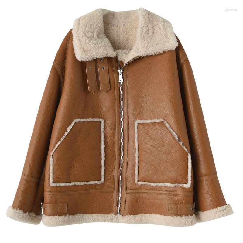 Women's Leather 2022 Spring Women's Jacket Double Face Lamb Fur Lining Thick Coat Sheepskin Long Jackets DJ3905, Brown
Women's Leather 2022 Spring Women's Jacket Double Face Lamb Fur Lining Thick Coat Sheepskin Long Jackets DJ3905, Brown