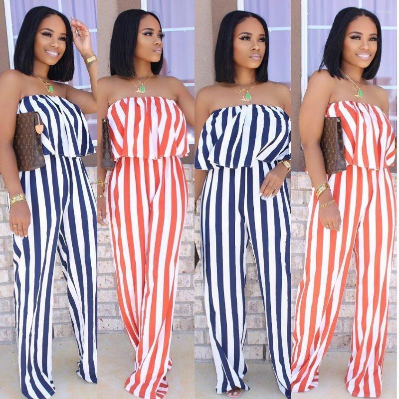 Women' Pants Striped Sling Halter Women' Jumpsuit Sexy Nightclub Party Elegant All-in-one Suit Ruffle Bust, Blue
Women' Pants Striped Sling Halter Women' Jumpsuit Sexy Nightclub Party Elegant All-in-one Suit Ruffle Bust, Blue