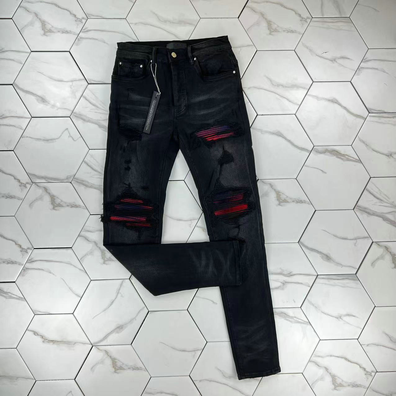 HM597 Mens jeans Distressed Motorcycle biker jean Rock Skinny Slim Ripped hole stripe Fashionable snake embroidery Denim pants, Black
HM597 Mens jeans Distressed Motorcycle biker jean Rock Skinny Slim Ripped hole stripe Fashionable snake embroidery Denim pants, Black