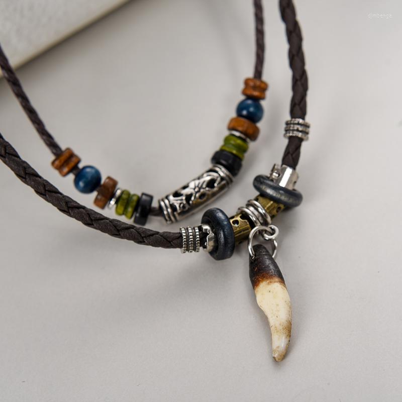 Choker 2Layers Leather Rope Necklace Vintage Wolf Tooth Ancient Tribe Man Bead Charm Wax Faux
Choker 2Layers Leather Rope Necklace Vintage Wolf Tooth Ancient Tribe Man Bead Charm Wax Faux