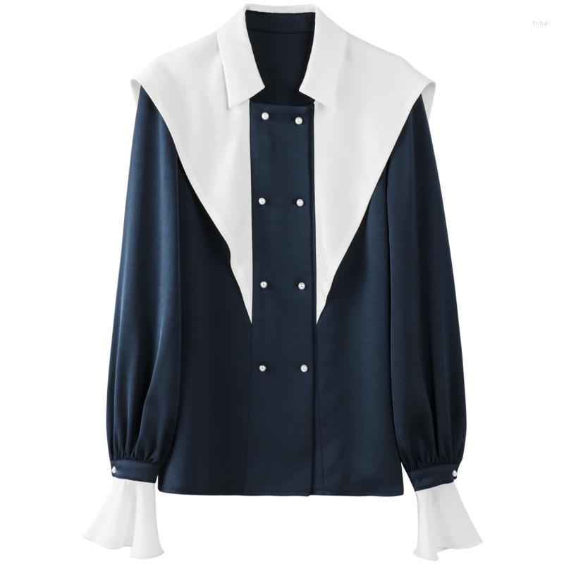 Women' Blouses 2022 Korean Version Of The Large Lapel Tie With A Small Design Feeling Shirt Straight Tank Temperament Acetic Acid, Deep blue
Women' Blouses 2022 Korean Version Of The Large Lapel Tie With A Small Design Feeling Shirt Straight Tank Temperament Acetic Acid, Deep blue