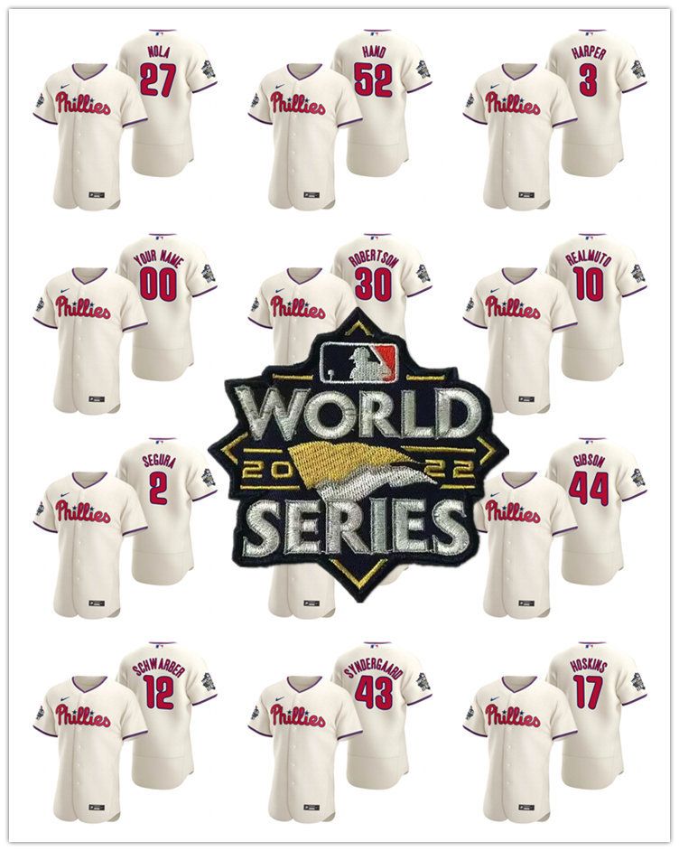 custom men women youth Baseball Jersey Philadelphia''Phillies''Men Rhys Hoskins Bryce''Harper Aaron Nola Zack Wheeler 2022 World Series Authentic, 10
custom men women youth Baseball Jersey Philadelphia''Phillies''Men Rhys Hoskins Bryce''Harper Aaron Nola Zack Wheeler 2022 World Series Authentic, 10