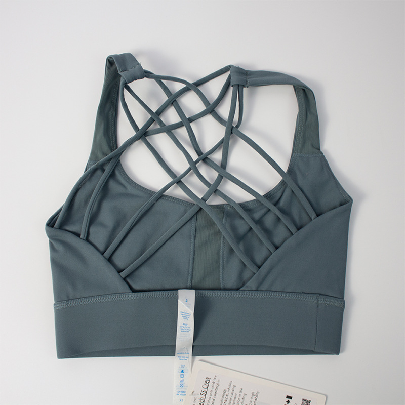 Women Shockproof Cross Straps Bra Yoga Outfit Running Gym Sport Tank Top Free Widen Hem Push Up Workout Fitness Undershirt Women CropTops Brassiere