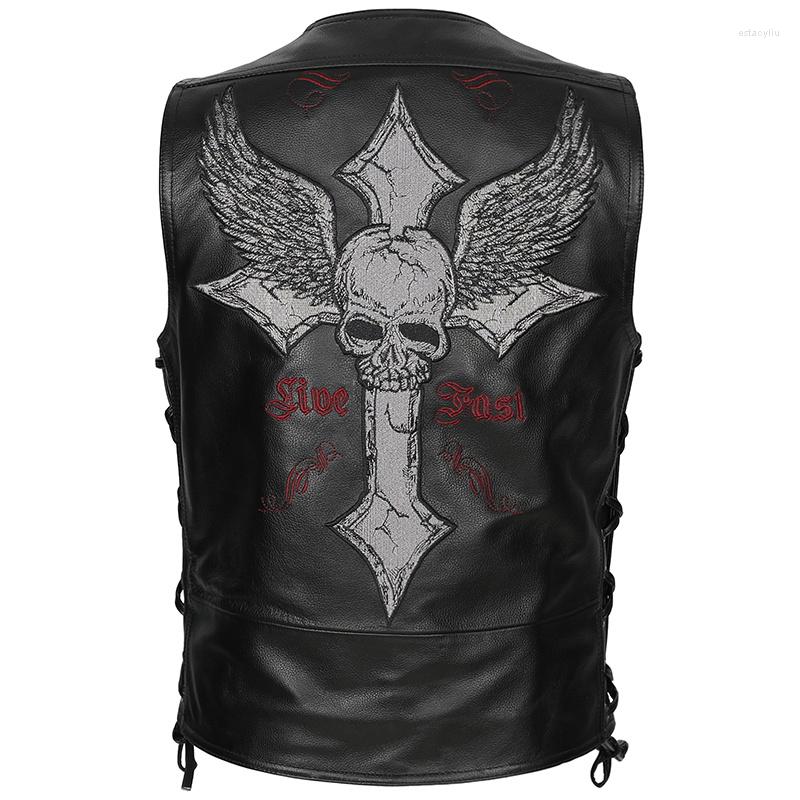 Men' Vests Motorcycle Style Spring Black Men' Vest Skulls Embroidery Plus Size 4XL Natural Cowhide Autumn Slim Fit Genuine Leather
Men' Vests Motorcycle Style Spring Black Men' Vest Skulls Embroidery Plus Size 4XL Natural Cowhide Autumn Slim Fit Genuine Leather