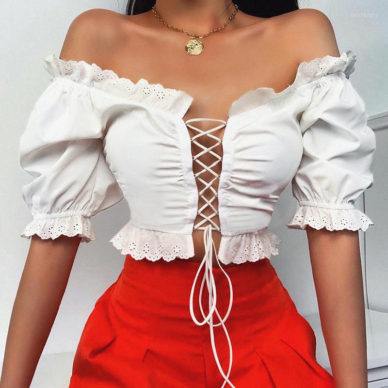 Women's Blouses Off Shoulder Sexy Shirt Tops For Women Fashion Bandage Lace-up Hollow Out Lace Strappy Crop Top Lady High Street Club, White
Women's Blouses Off Shoulder Sexy Shirt Tops For Women Fashion Bandage Lace-up Hollow Out Lace Strappy Crop Top Lady High Street Club, White