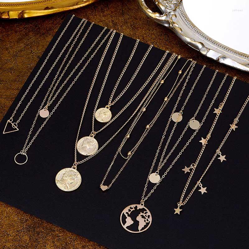 Chains Vintage Multi Layered Necklace For Women Bohemian Coin Star Map Geometric Chain Round Pendant Collar Jewelry
Chains Vintage Multi Layered Necklace For Women Bohemian Coin Star Map Geometric Chain Round Pendant Collar Jewelry