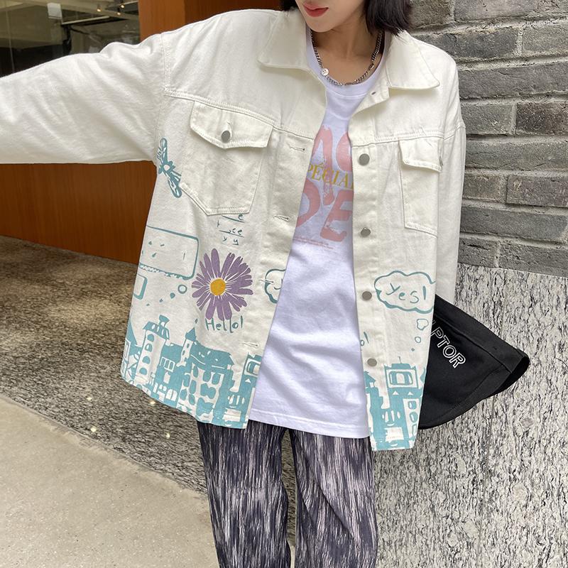 Women' Jackets 2022 Live Men' And Women' Fall Loose Print Graffiti Coat White Lapel Cardigan Top Trend, Beige
Women' Jackets 2022 Live Men' And Women' Fall Loose Print Graffiti Coat White Lapel Cardigan Top Trend, Beige