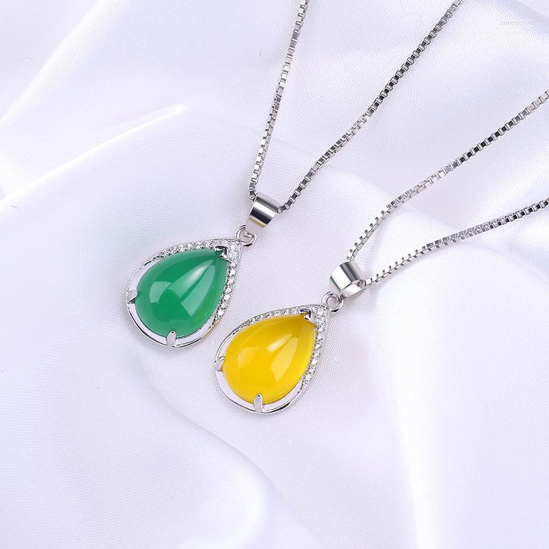 Chains Agate Chalcedony Pendant Pure Silver Color Natural Stone Yellow Green Necklace
Chains Agate Chalcedony Pendant Pure Silver Color Natural Stone Yellow Green Necklace