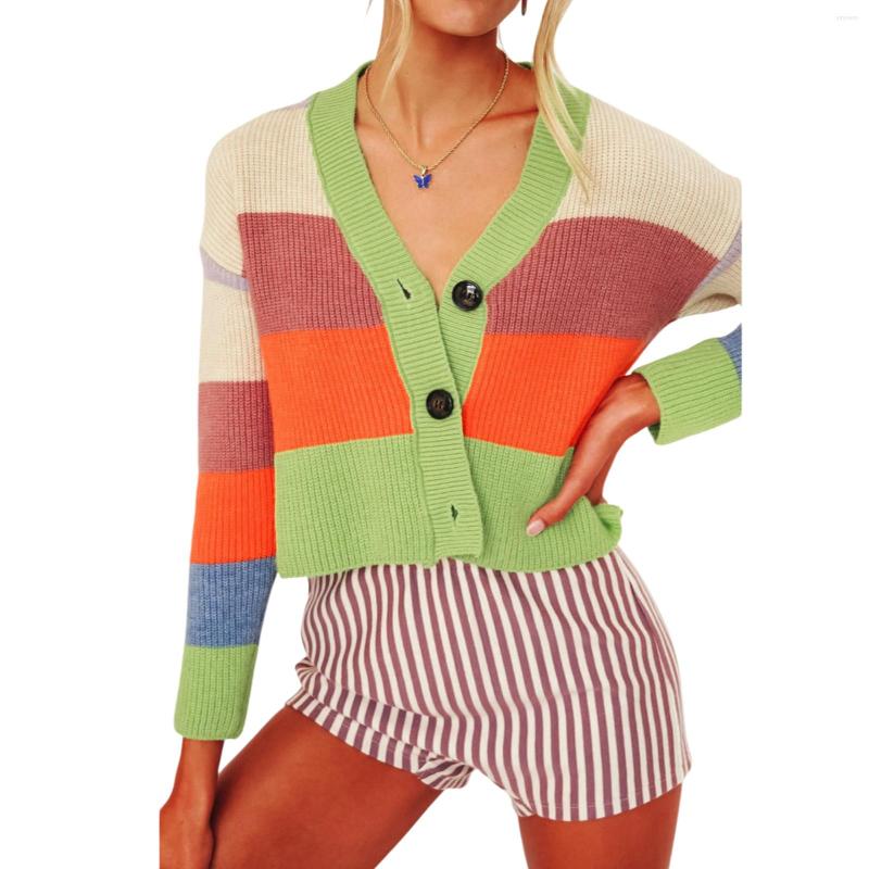 Women's Knits Womens Casual Long Sleeve Striped Cardigan Fashion Contrast Color Short Style Single-breasted Knitted Coat, Multi
Women's Knits Womens Casual Long Sleeve Striped Cardigan Fashion Contrast Color Short Style Single-breasted Knitted Coat, Multi