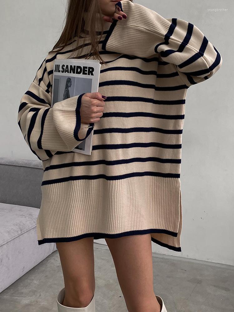 Women' Sweaters Simple Striped Turtleneck Women Top Loose Long Flare Sleeve Split Female Pullover 2022 Autumn Fashion All-match Lady, A3
Women' Sweaters Simple Striped Turtleneck Women Top Loose Long Flare Sleeve Split Female Pullover 2022 Autumn Fashion All-match Lady, A3