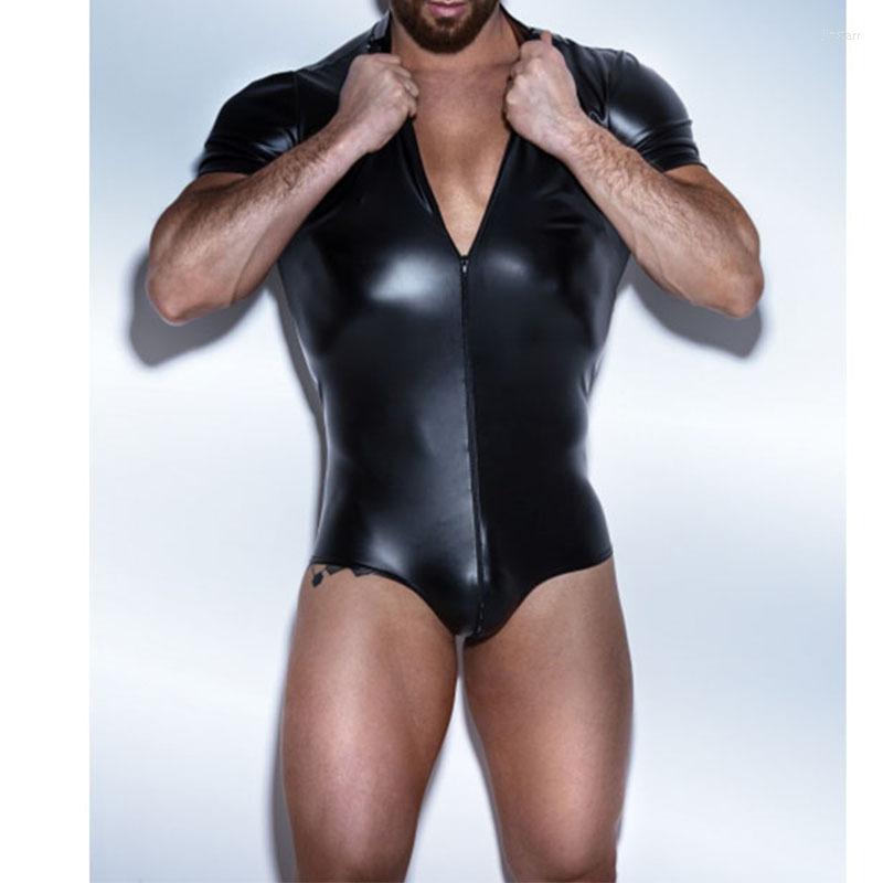 Men' T Shirts Wet Look Latex Catsuit Black Stretch PU Bodysuits Sexy Clubwear Faux Leather Mesh Jumpsuits Men Open Crotch Lingerie Body
Men' T Shirts Wet Look Latex Catsuit Black Stretch PU Bodysuits Sexy Clubwear Faux Leather Mesh Jumpsuits Men Open Crotch Lingerie Body